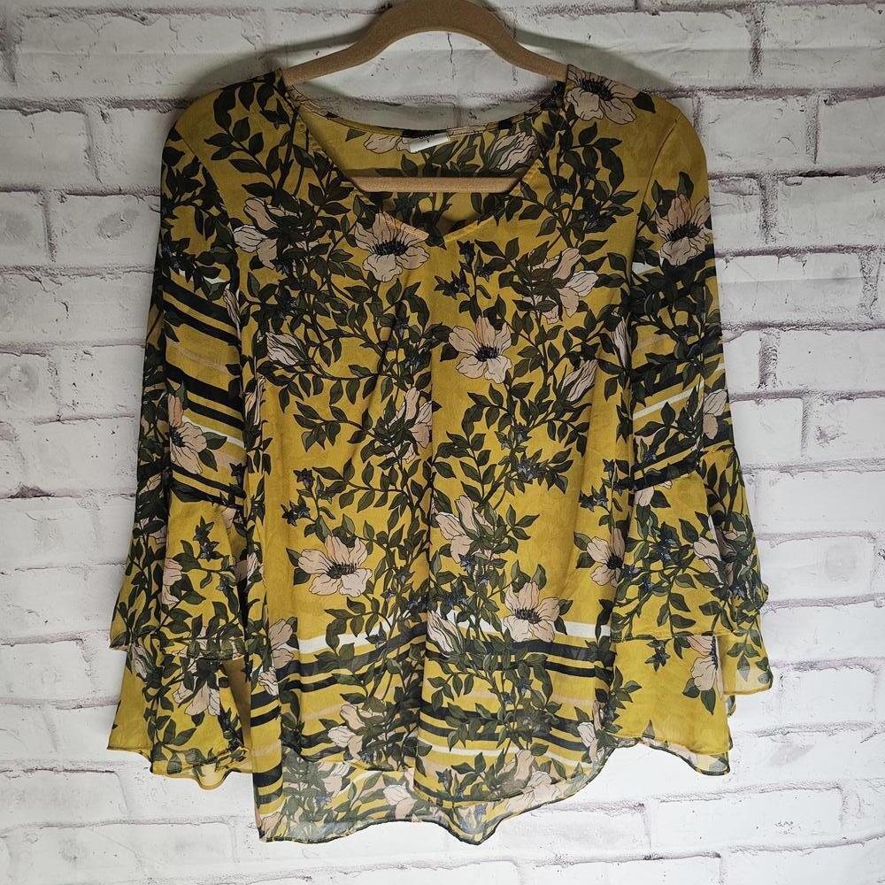 Cabi Sheer Yellow Top Size S